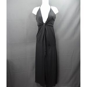 Tobi Womens Dress Small Black Maxi Resort Plunge‎ Draped Flowy Vacation Cruise